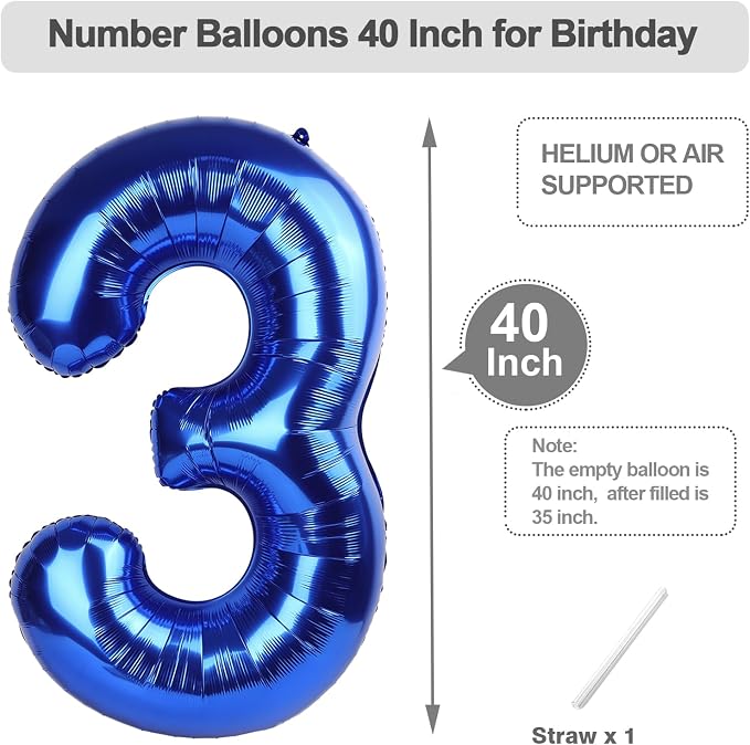 Numbers 20 Balloon 40Inch Blue Balloons - Image 5