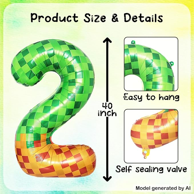 40 Inch Pixel Foil Number 20 Balloon - Image 2
