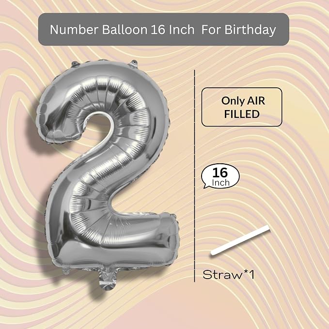 Gold Number Balloon 2 Mylar Foil Balloons 16 inch - Image 6