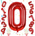 Red Large Number Balloons, 40 Inch Foil 0-9 Set Number Balloon by Isndare