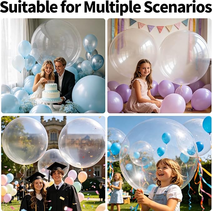5Pcs Clear Big Balloons 36 Inch, Round Large Latex Party Balloons - Image 4