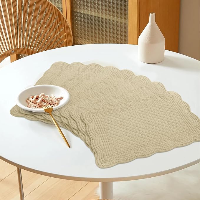 HOMBYS Quilted Placemats Set of 6 Washable-13x18 inches Rectangular Placemats - Image 8
