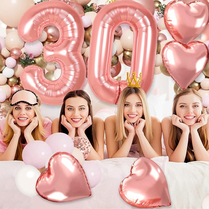 Rose Gold 27th Birthday Decorations, 40 inch Large 27 Balloon Numbers - Image 5