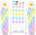 Kasyat 2 Sets Daisy Pastel Party Balloon Column Stand Kit, Adjustable Groovy by Kasyat