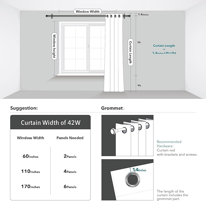 Deconovo Living Room Curtains 95 Inches Long, Thermal Insulated, Room Darkening - Image 5