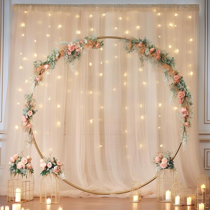 10x10ft Champagne Tulle Backdrop Curtain - Image 9