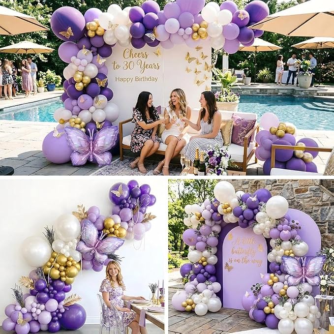 Double Stuffed Purple Balloon Arch Garland Kit - Image 6