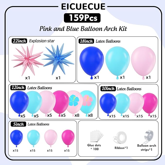 Royal Blue and Pink Balloons Garland Arch Kit - Image 2