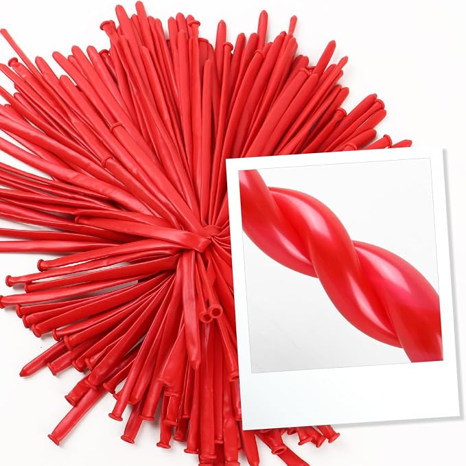 Party Balloons - Pearl Red 260 Long Balloons - Image 4
