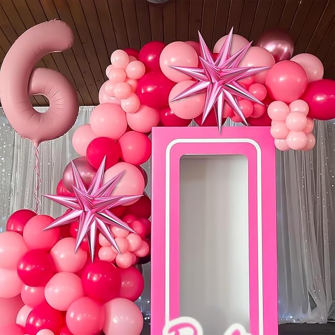 Pink Balloon Arch Kit with Star Foil Balloons, Metallic Pastel Pink Confetti - Image 8