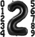 Black 2 Balloon Number, 40 Inch Number 2 Balloon Large Black 2 Foil Mylar by BBPOOL