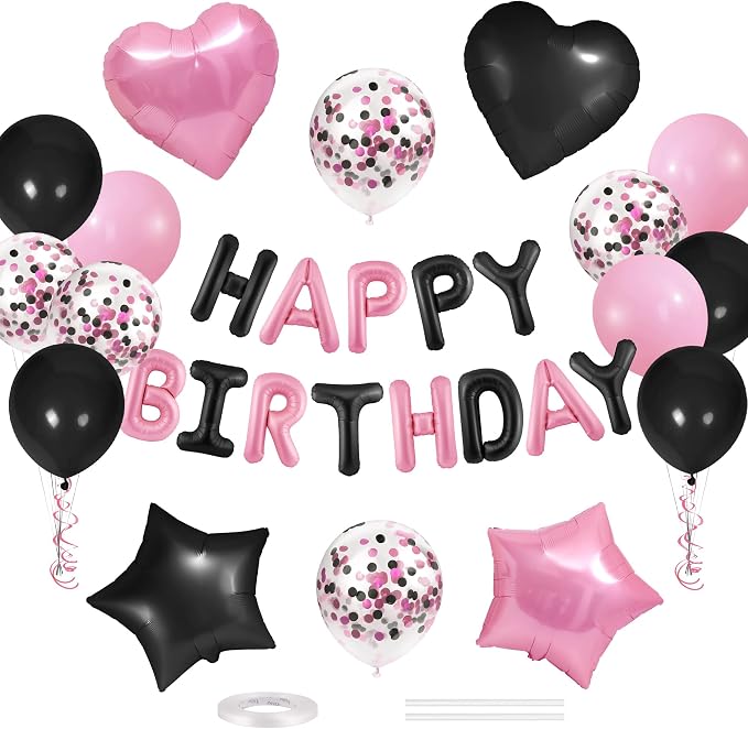 CANREVEL Happy Birthday Banner Decoration + 30pcs Star Balloons, by CANREVEL