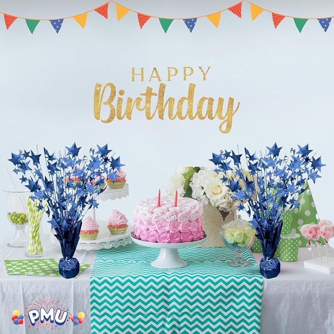 PMU Bursting Star Metallic Foil Spray Centerpiece-Royal Blue Balloon Weights - Image 4