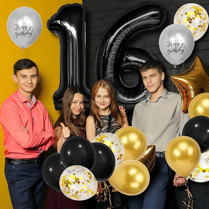 16th Birthday Decorations for Boys, 40 inch 16 Balloon Numbers - Image 6