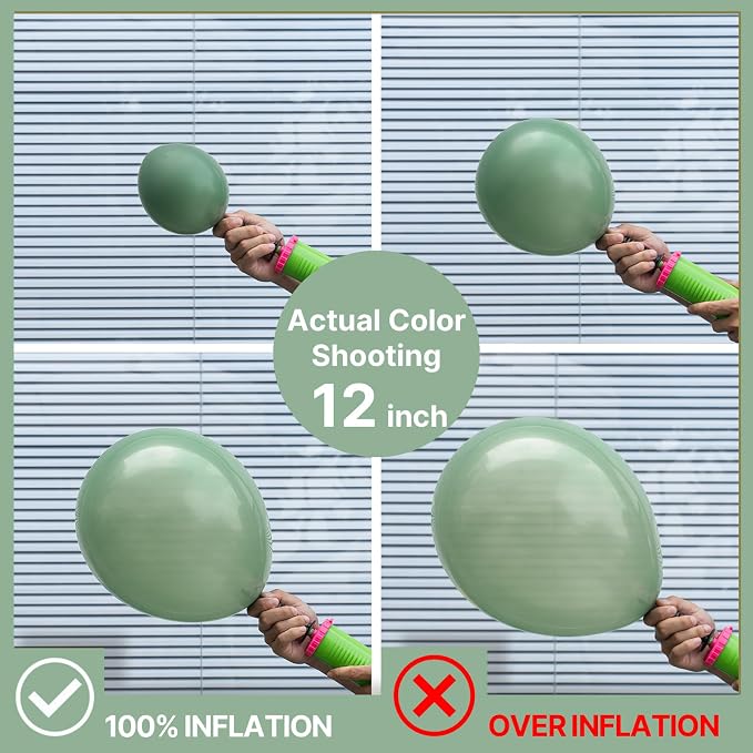 PartyWoo Sage Green Balloons 50pcs Olive Eucalyptus Dusty Green Boho Color | 12 - Image 3