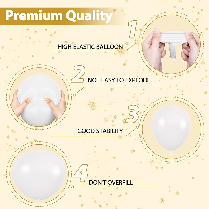 164Pcs Pearl White Balloons Garland Arch Kit Different Sizes | 18 12 10 5 inch - Image 4