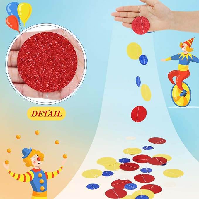 Outus 5 Pieces Colorful Circle Garland Banner Hanging Paper Dot Decorations - Image 3