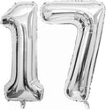 Silver 17 Number Balloons, 40 Inch Giant Number 17 Balloons Foil Mylar Helium by Lovoir