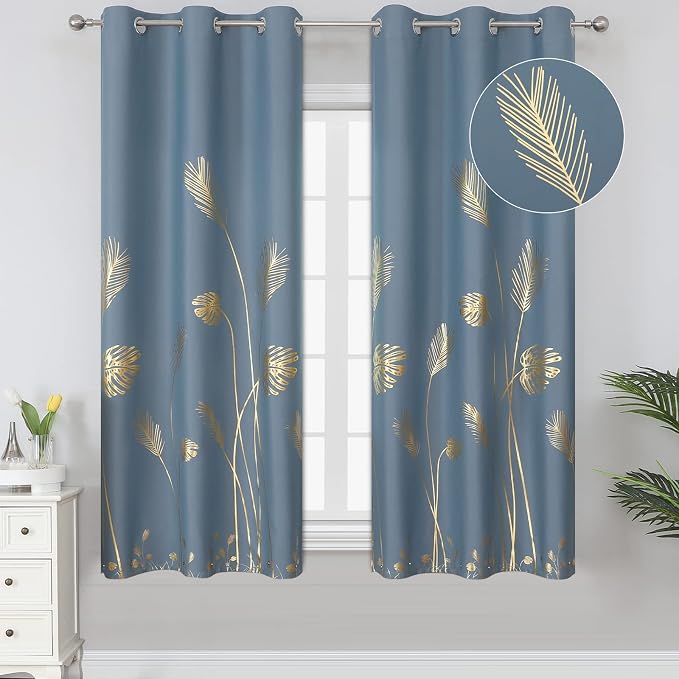 Stone Blue Blackout Curtains for Living Room, Room Darkening Curtains by ESTELARTEXTILER