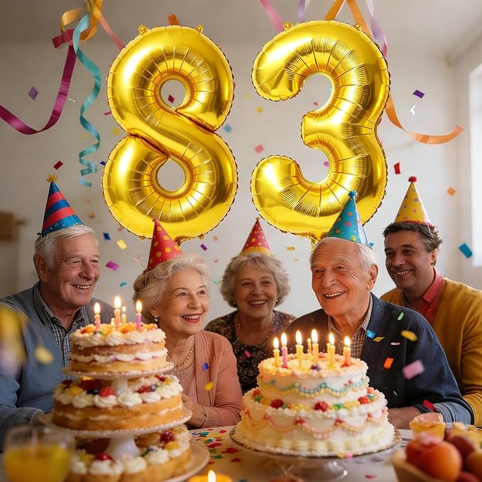 40 Inch Number 83 Balloons for 83rd Birthday Party Decorations, 0-100 Gold - Image 2