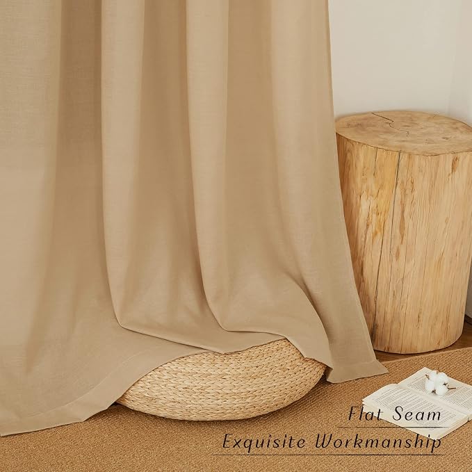NICETOWN Semi Sheer Linen Burlap Curtains - Image 6