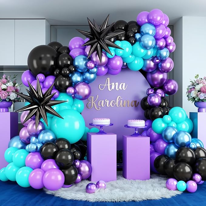 Black Purple Blue Balloon Arch Kit, Teal Balloon Garland - Image 3