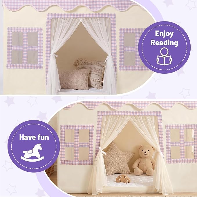 Kids Play Tent Indoor: with Mat, Tassel Garland - Image 4
