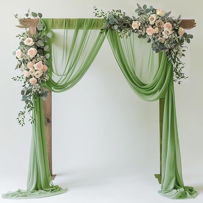 Wedding Arch Draping Fabric Backdrop Drapes 4 Panels, Sage Green | 28.7"x20FT - Image 7