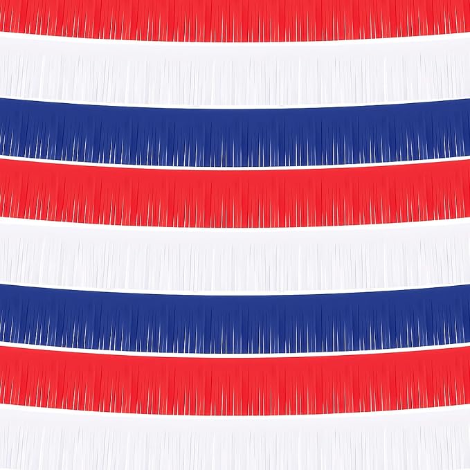 Taiyin 12 Pack 120 Feet Red White Blue Garland Streamers 4th of July by Taiyin