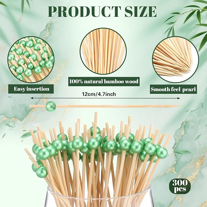 Reallnaive 300 Pcs Cocktail Pick Pearl Fancy Toothpick - Image 2