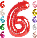 6 Balloon Numbers Birthday Decorations, 40In Red Balloons by Mluchee