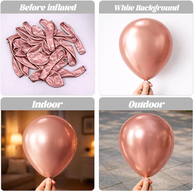 Voircoloria 130pcs Rose Gold Balloons Garland Arch Kit, 18 12 10 5 Inch | - Image 3