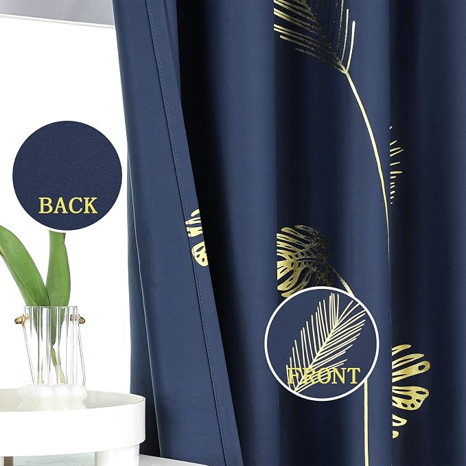 Blackout Window Curtains Gold Leaf and Wheat Print Grommet Blackout Curtains - Image 3