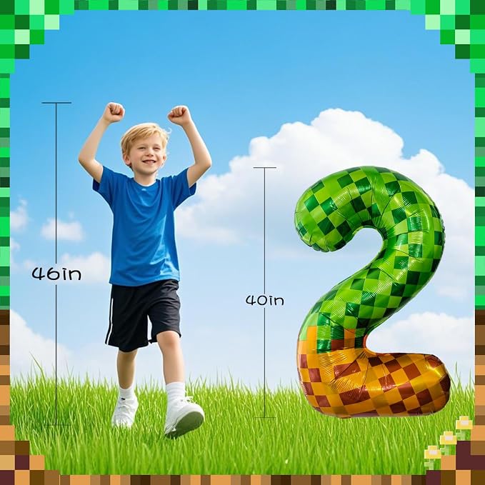 Pixel & TNT Theme 40in Giant Number Balloons - Image 4