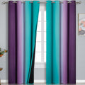 Ombre Purple Blackout Curtains 96 Inches Long, Teal Curtains by ESTELARTEXTILER