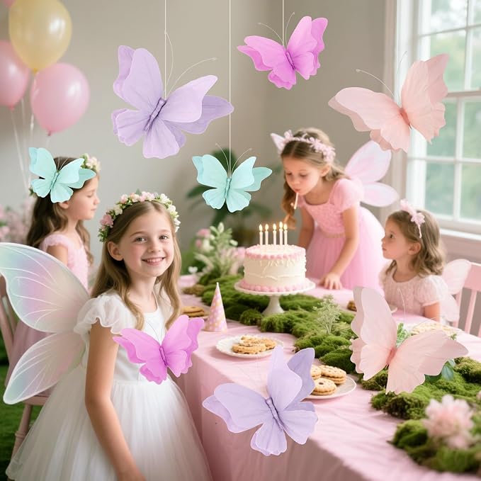 3D Hanging Butterfly Decorations, Crepe Paper Butterfly Hanging Decorations - Image 4