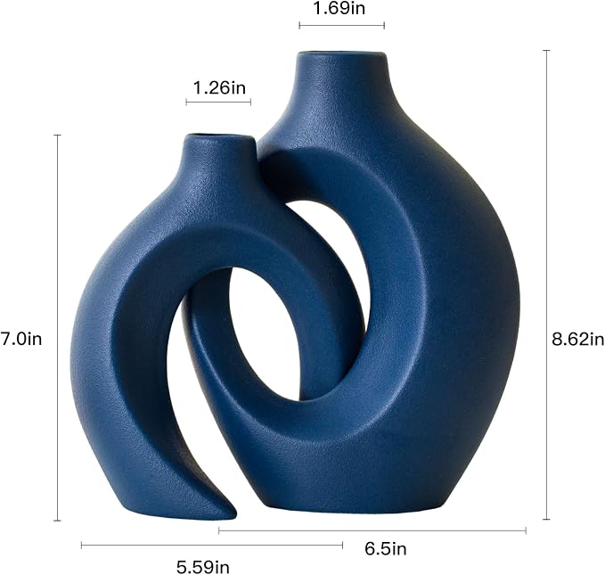Lvases Snuggle Hollow Ceramic Flower Vase, Nordic Boho Minimalist Vase | 8.4" - Image 4