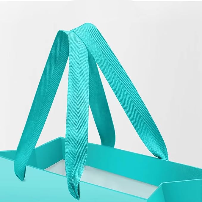 Teal Blue Paper Gift Bag 12 in Large Gift Box Square Bottom Kraft Paper Bags with Handles for Wedding Baby Shower Birthday Party (Teal Blue, 12 x 12 x 12 in, 10 CT)