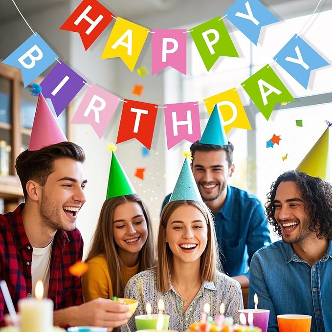 Happy Birthday Banner Sign, Birthday Garland Wall Door Hanging Banners Flag - Image 5