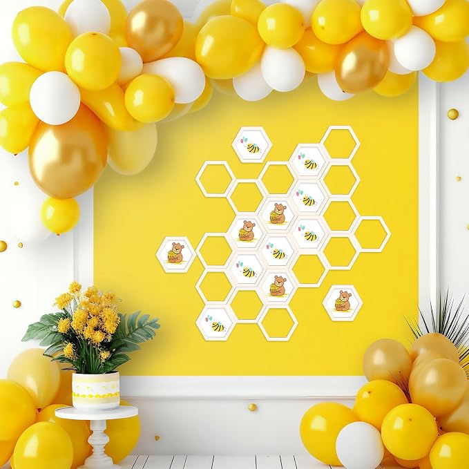 Gerrii 24 Pcs 5.8 Inch Honeycomb Decorations Unfinished Wooden Hexagon Wall - Image 5