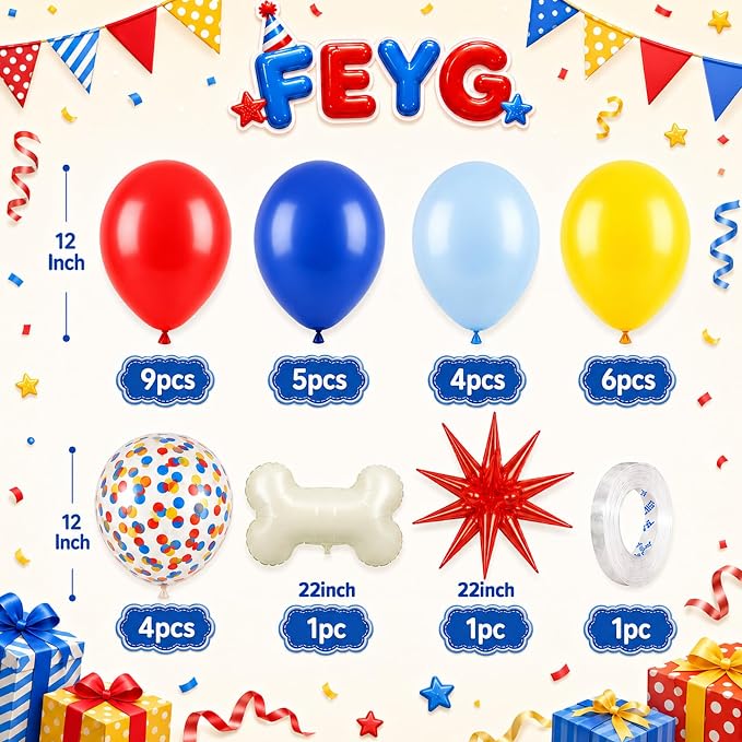 Carnival Balloons for Kids Party Decor | 12 Inch Red Yellow Blue Carnival - Image 2