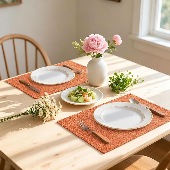 Homaxy Cloths Placemats for Dining Table Set of 4, Cotton Linen Blend Table Mats - Image 2