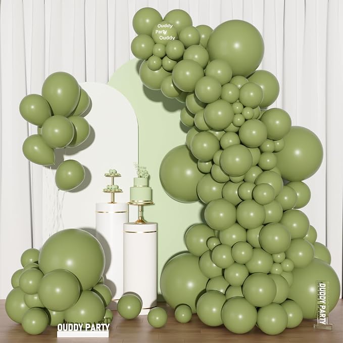 Ouddy Party 129Pcs Sage Green Balloons Different Sizes 18 12 10 5 Inch - Image 7