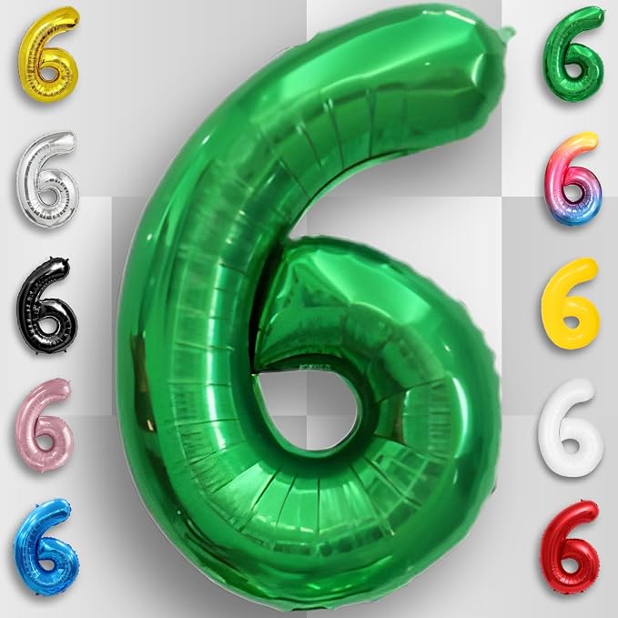 Green Number Balloon 6 Mylar Foil Balloons 32 inch - Image 4