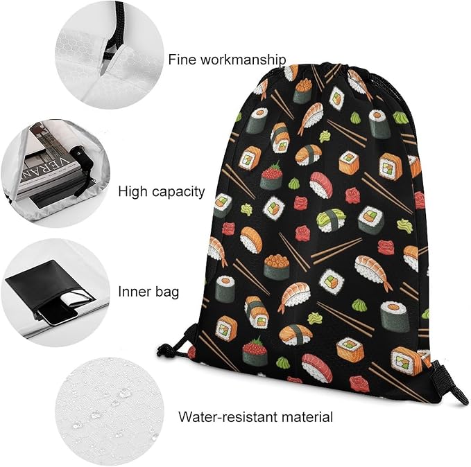 Travel Drawstring Backpack Theft Proof Cinch Sack Water Resistant Sackpack - Image 4