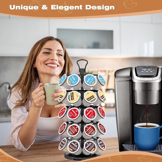 K Cup Holder 40 Pods Capacity, Coffee Pods Holder Storage Organizer Stand | K - Image 7