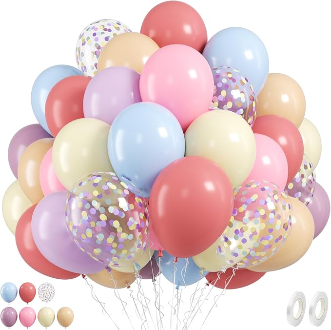 FunHot Pastel Balloons, Light Pink Yellow Blue Latex Balloon, 12 Inch by FunHot