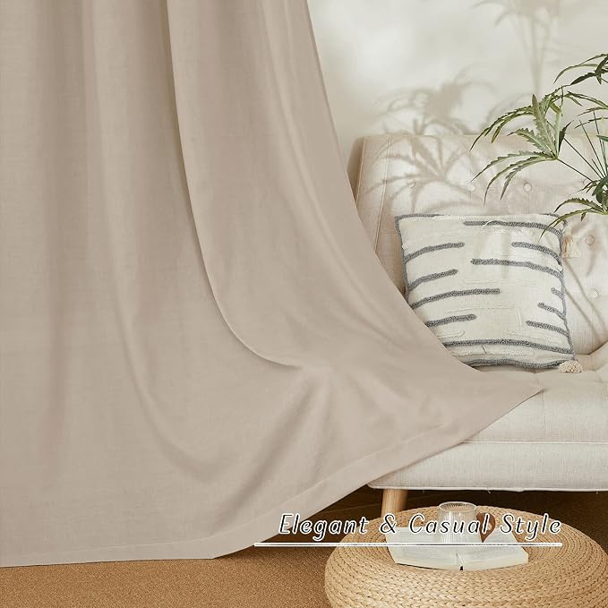 NICETOWN Thick Linen Blend 108 inches Long Curtains, Grommet Bedroom Window - Image 5