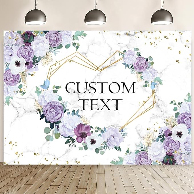 AIBIIN 10x7ft Custom Mr and Mrs Violet Wedding Backdrop by AIBIIN