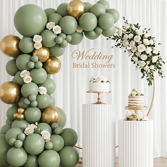 96Pcs 5/10/12/18 Inch Matte Sage Green Latex Balloon Garland Arch Kit | Olive - Image 6